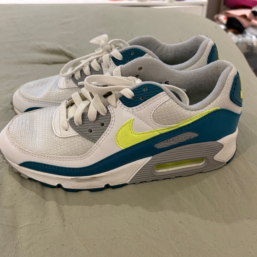 Nike Kids Sneakers - White, Blue, Neon Yellow